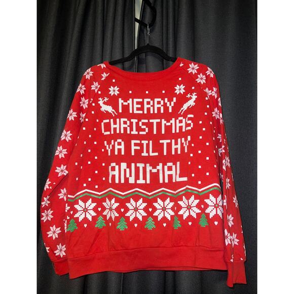 Ugly Christmas Sweater Xmas Sweatshirt Crewneck Size Large Home Alone - Picture 1 of 3